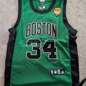 Boston Celtics Pierce Adidas Green and Black Basketball Jersey